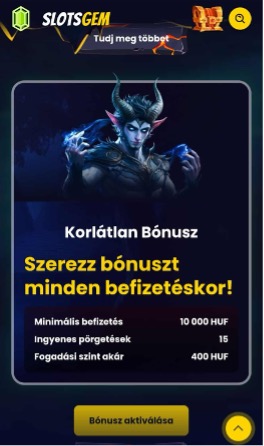 SlotsGem Korlátlan Bónusz
