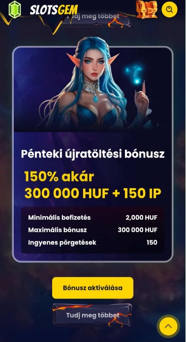 SlotsGem Pénteki Újratöltési Bónusz