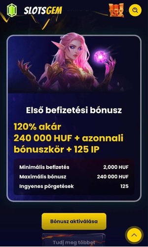 Slotsgem Elso befizetési bónus