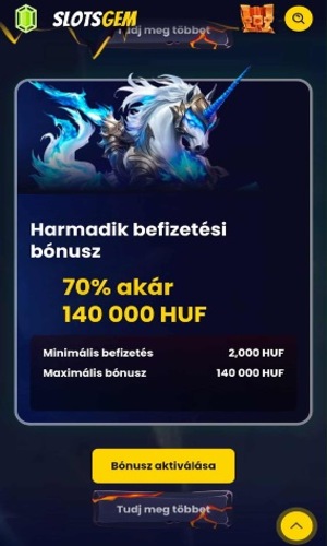 Slotsgem harmadik befizetési bo