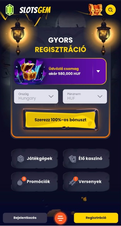 Slotsgem regisztráció