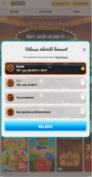 Wyns kaszinó bónuszválaszték